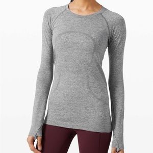 Lululemon long sleeve swiftly tech slate/white color size 6